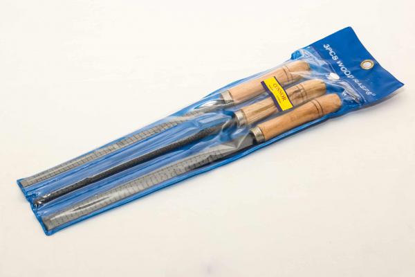 ESCOFINAS X 3 DE 8" MANGO MADERA "CONNOR" - EN BOLSA PVC 
